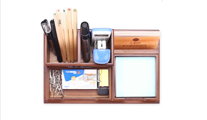  Wooden Desk Accessory Storage Organizer / Pen Holder /  Memo Pad Holder/Business Card Holder 