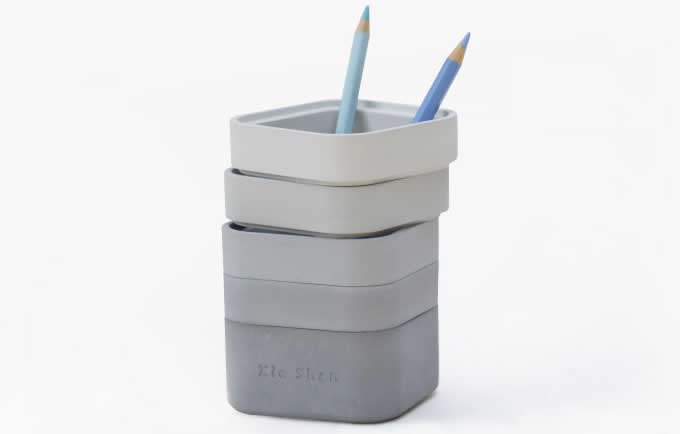  Concrete  Art Pencils Cup Pen Holder Desk Stationery Organizer 