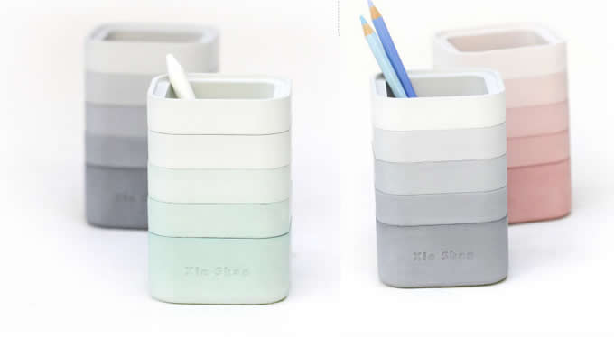  Concrete  Art Pencils Cup Pen Holder Desk Stationery Organizer 