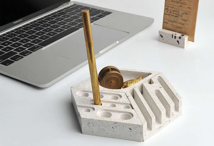  Concrete  Office Desk Organizer Desktop Accessories Set 