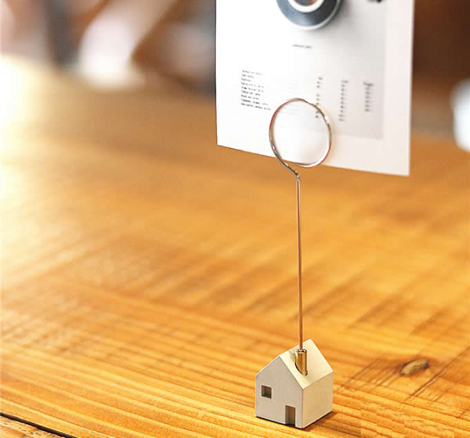  Concrete House Shaped Magnetic Photo Memo Clip Holder Stand  