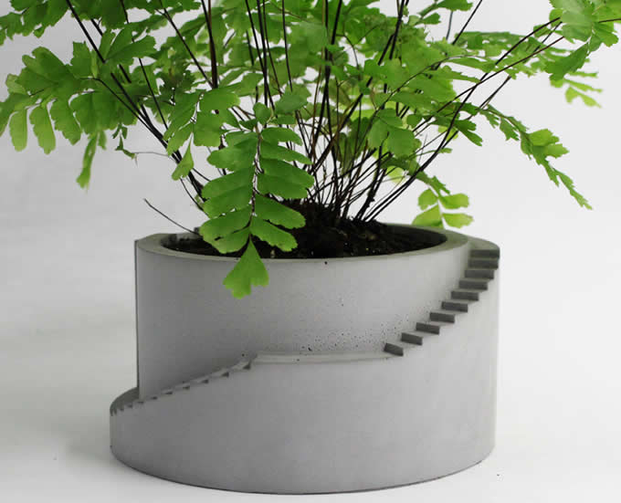   Concrete Round Stair  Architectural  Pen Holder/Desk Storage Organizer/ Flower Pot 