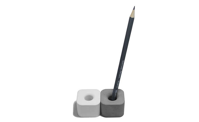  Concrete & Wooden Cubes Pen Stand Holder, (Set of 4)