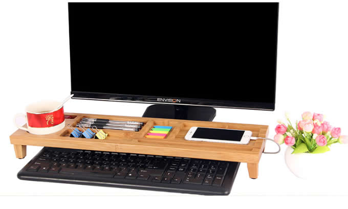  Eco Friendly Bamboo Wood Desktop Organizer Over the Keyboard