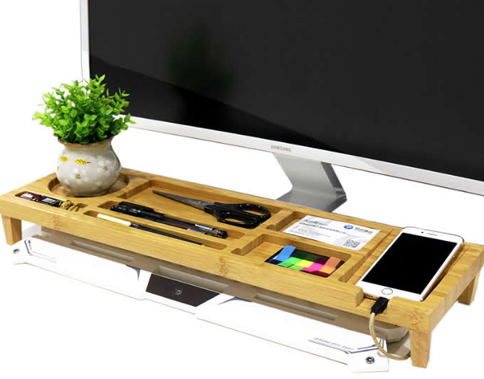  Eco Friendly Bamboo Wood Desktop Organizer Over the Keyboard