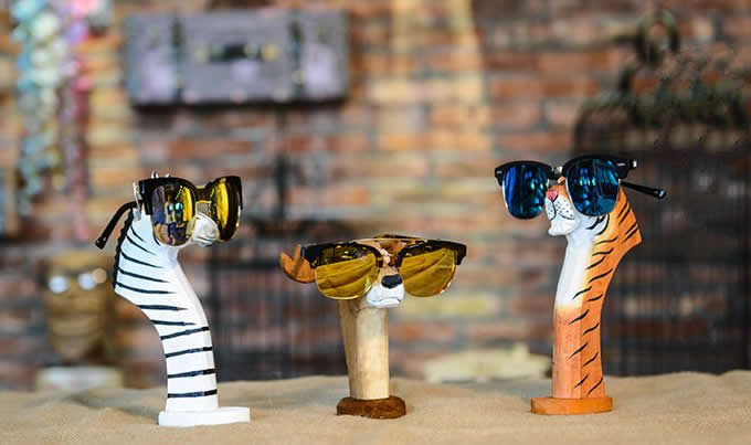 Hand Carved Wood Animal Head Eyeglass Holder