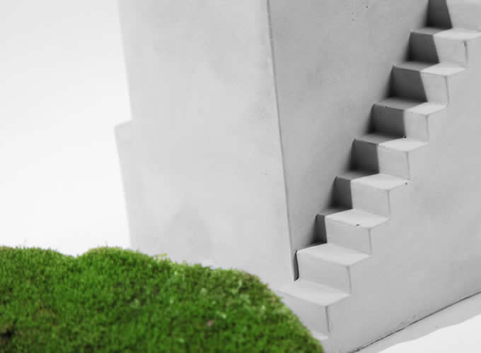  Handmade Concrete Architecture Stairs Pen Holder,2pcs