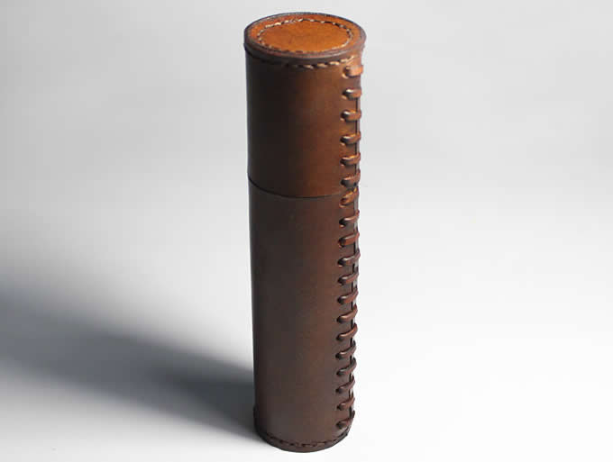 Handmade Cylinder Leather Pen Holder 