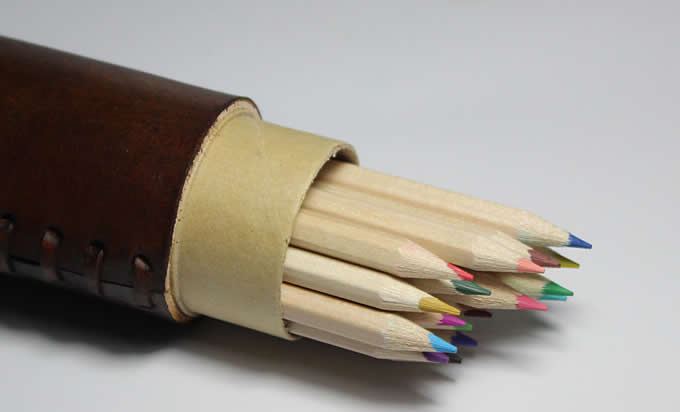 Handmade Cylinder Leather Pen Holder 