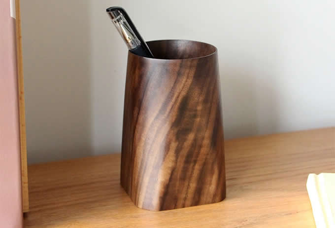 Handmade Black Walnut Wooden Pen Pencil Holder  