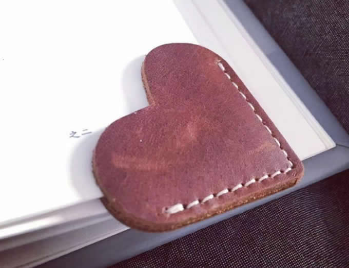 Heart Shaped Leather  Bookmark, Set Of 6