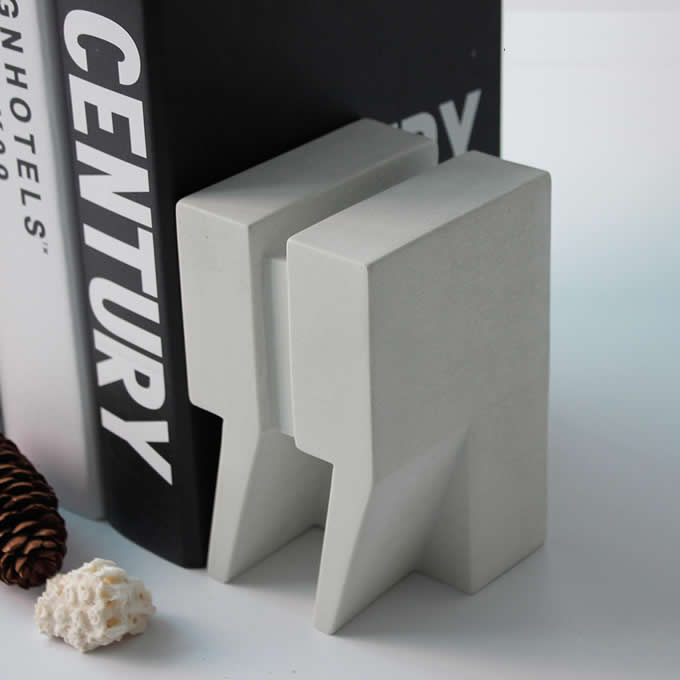  Modern Concrete Bookends,1 Pair