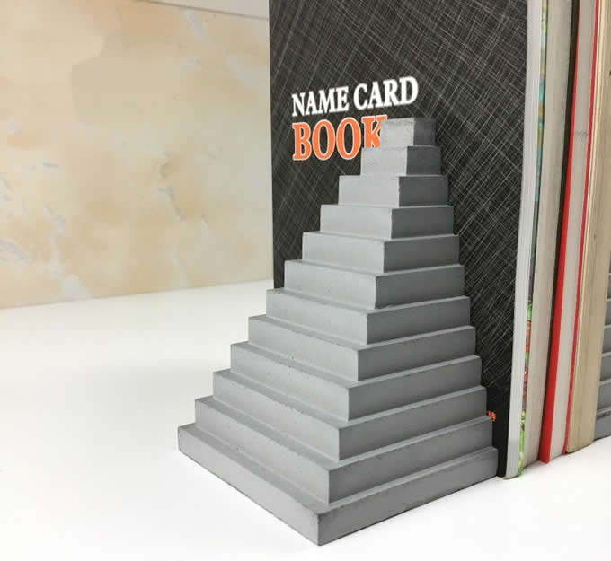 Modern Concrete Stairway Bookend Pen Holder 