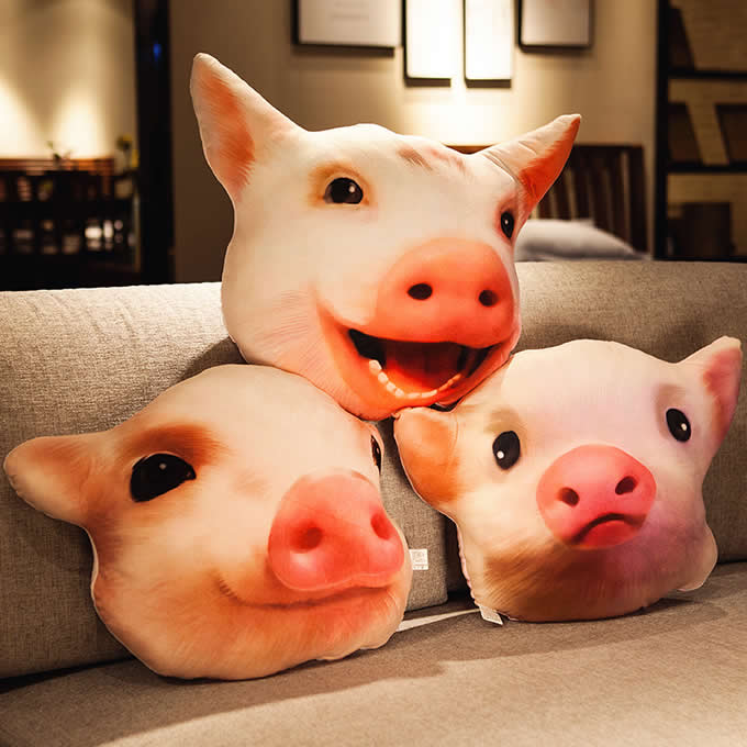 Pig Head Plush Doll Cushion Pillow