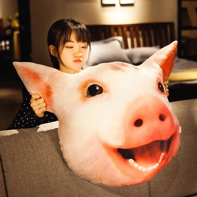 Pig Head Plush Doll Cushion Pillow