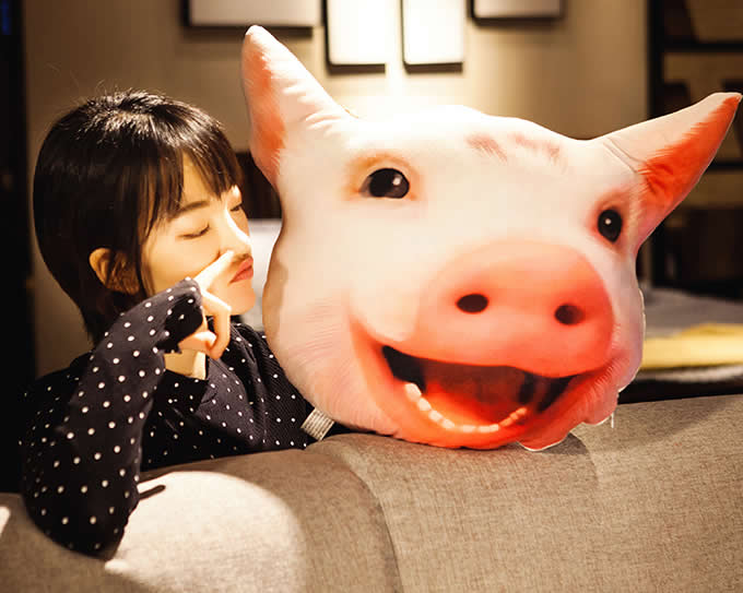 Pig Head Plush Doll Cushion Pillow