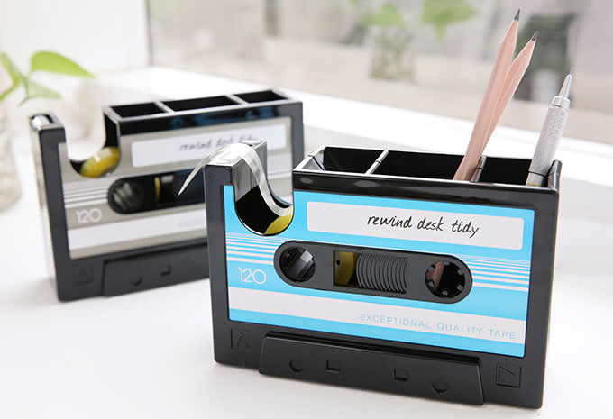 Retro  Cassette Pen Pencil Holder Desk Organizer 