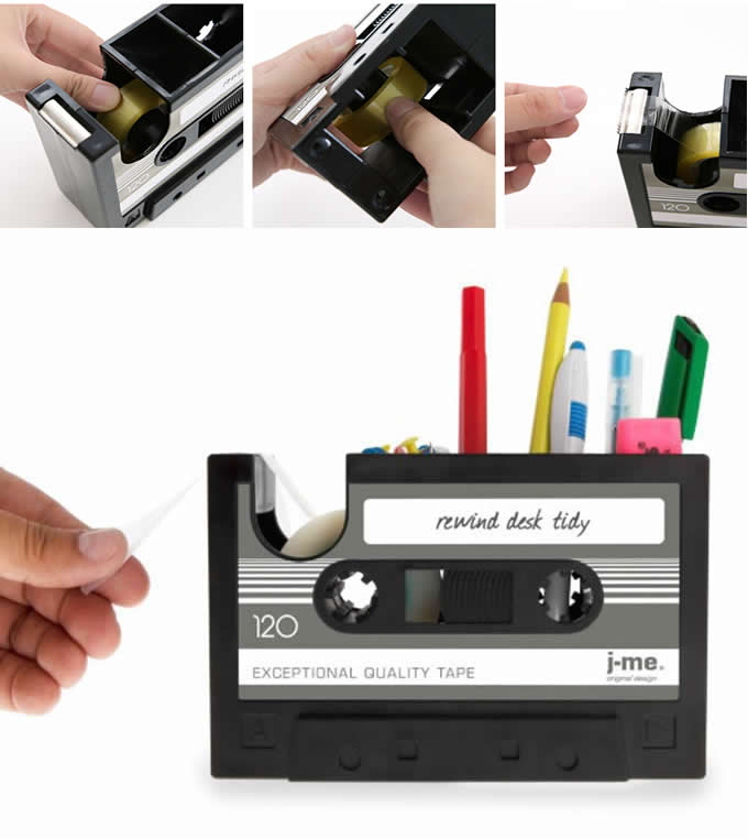 Retro  Cassette Pen Pencil Holder Desk Organizer 