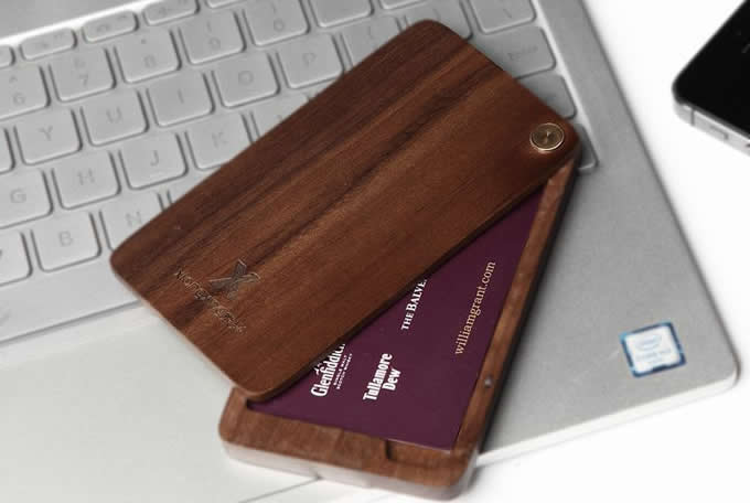 Slim Wooden Business Card Holder Case   