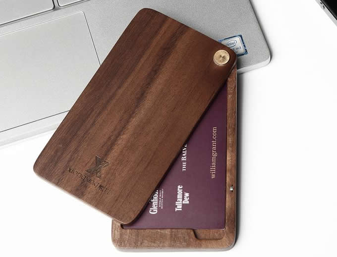 Slim Wooden Business Card Holder Case   