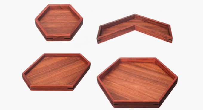  Set of 4 Wooden Jewelry Display Storage Trays