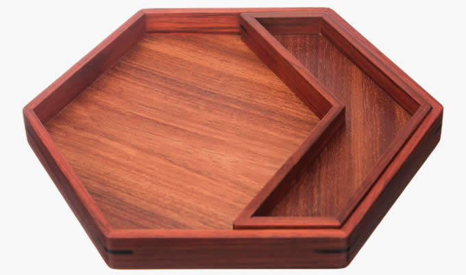  Set of 4 Wooden Jewelry Display Storage Trays