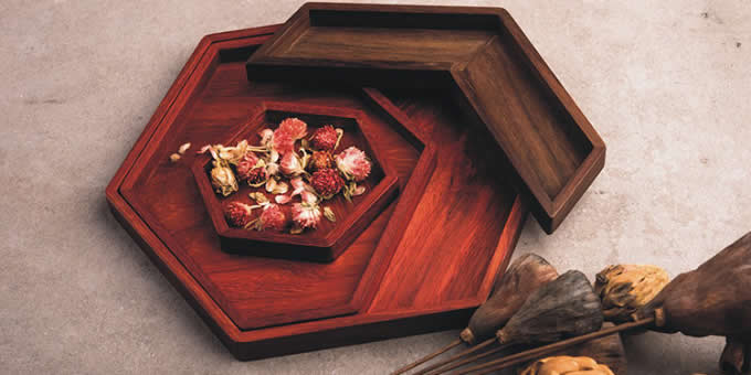  Set of 4 Wooden Jewelry Display Storage Trays
