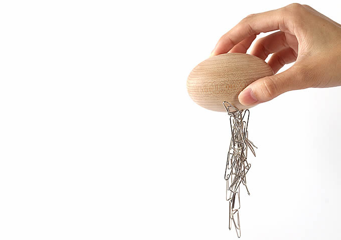 Wood Egg Paperclip Storage