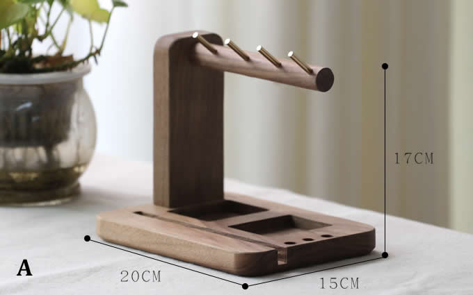 Black Walnut Wooden Key Rack Desk Organizer  Pen Pencil Holder Phone Stand Holder