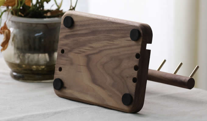 Black Walnut Wooden Key Rack Desk Organizer  Pen Pencil Holder Phone Stand Holder