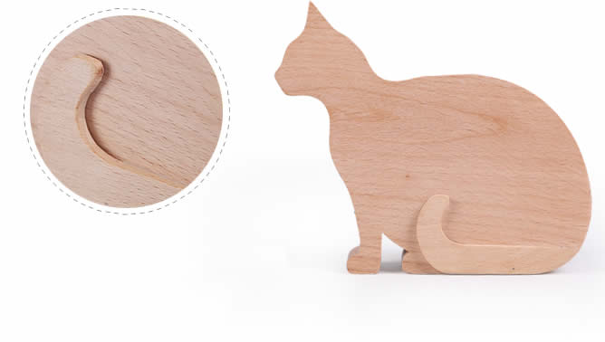  Wooden Cat Pen Holder with Memo Card Holder 