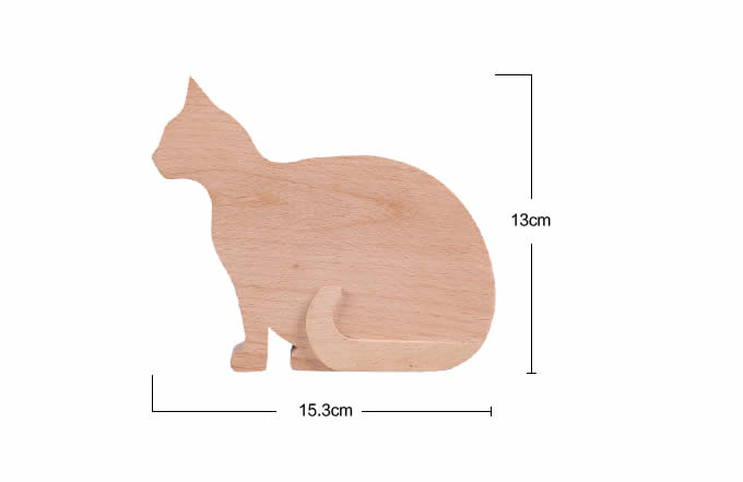  Wooden Cat Pen Holder with Memo Card Holder 