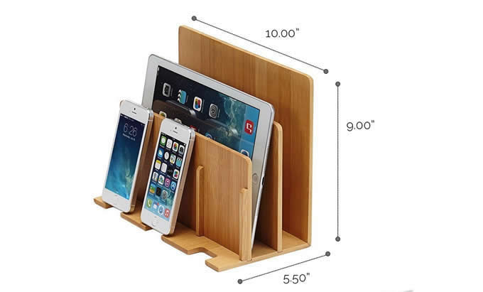 Wooden Charging Organization Station Dock Stand 