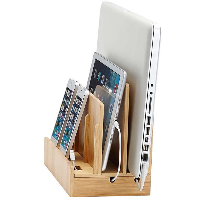 Wooden Charging Organization Station Dock Stand 