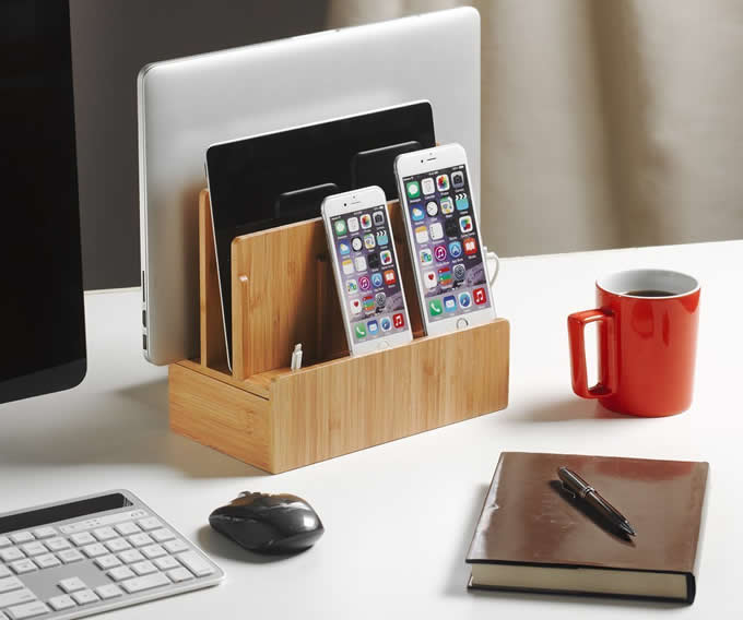 Wooden Charging Organization Station Dock Stand 