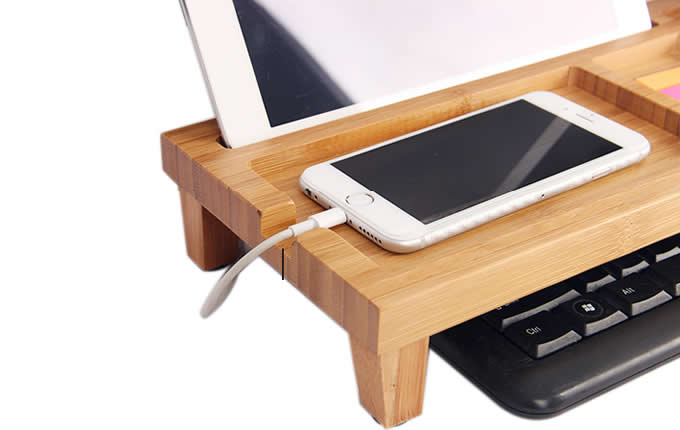  Wooden Desktop Organizer Over the Keyboard  