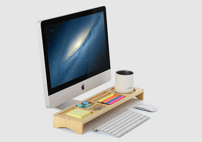  Wooden Desktop Organizer Over the Keyboard  