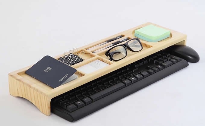  Wooden Desktop Organizer Over the Keyboard  
