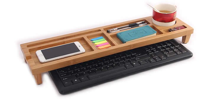  Wooden Desktop Organizer Over the Keyboard  