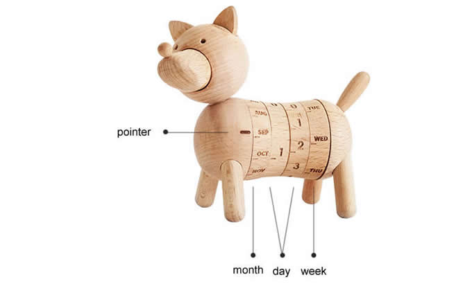  Wooden Dog Shaped Perpetual Calendar