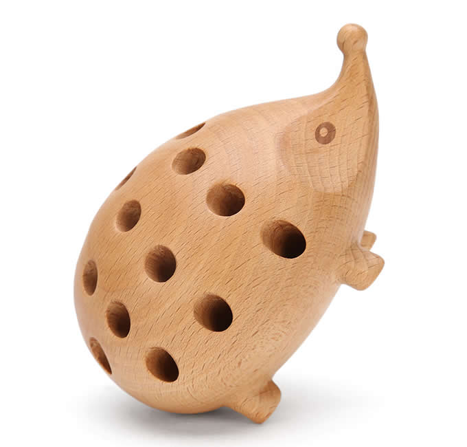   Wooden Hedgehog Pen Pencil Holder Desk Organizer 