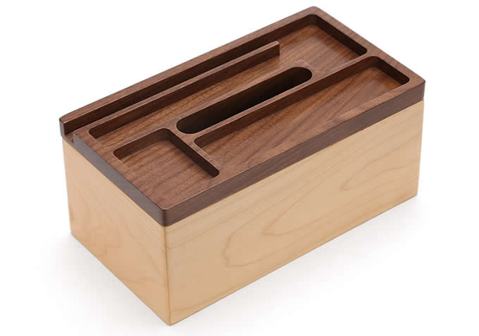  Wooden Multi-function Desk Organizer Tissue Box Storage Box