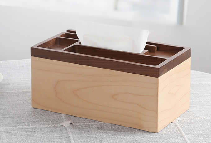  Wooden Multi-function Desk Organizer Tissue Box Storage Box
