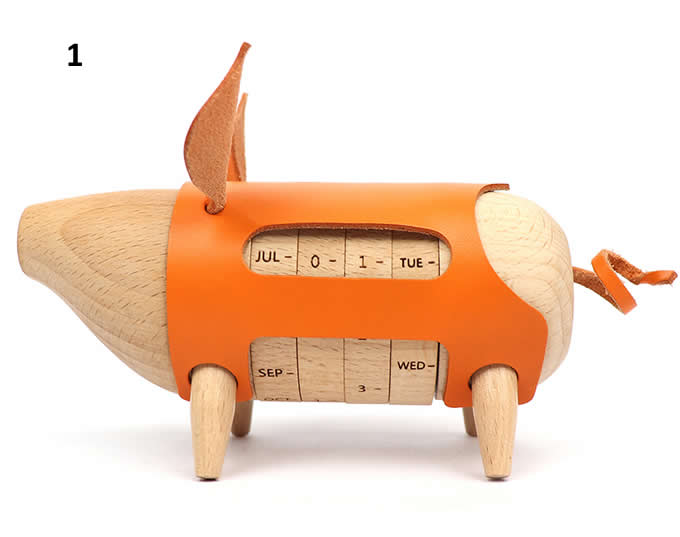   Wooden Pig Shaped Perpetual Calendar 