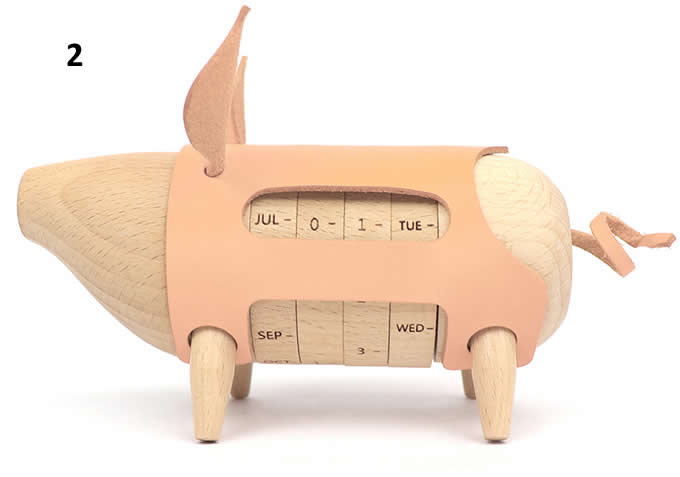   Wooden Pig Shaped Perpetual Calendar 