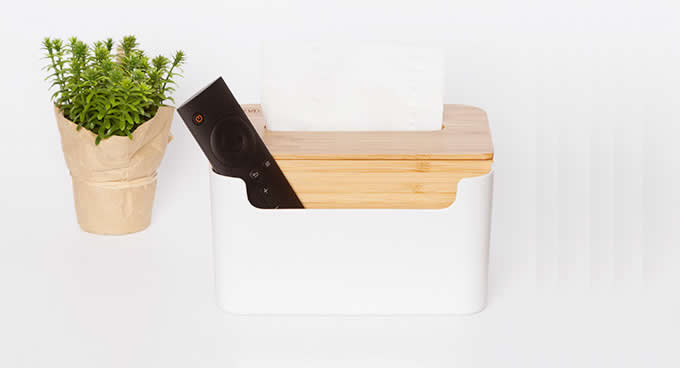  Bamboo Plastic Multi-function Desk Organizer Storage Box