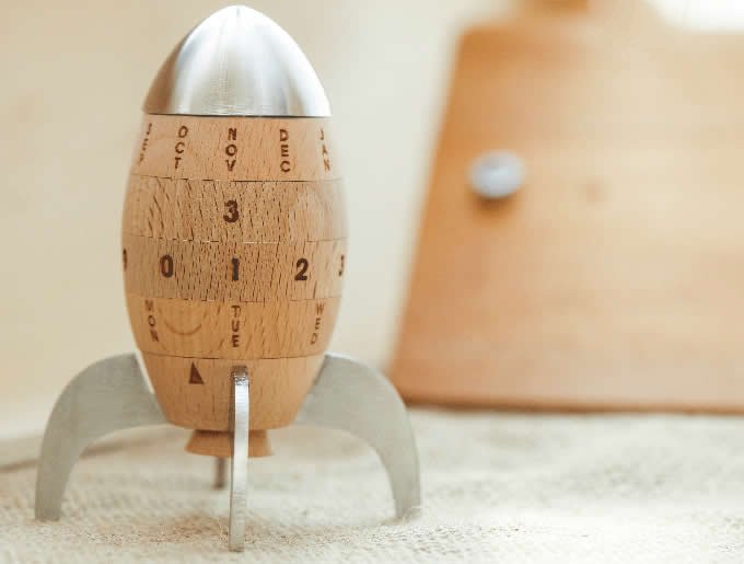 Wooden Rocket Shaped Perpetual Calendar