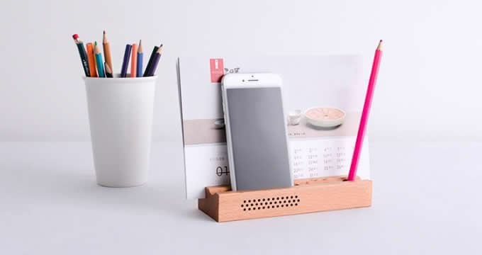 Wooden SmartPhone Speaker Sound Amplifier Stand Dock Pen Pencil Stand Holder Photo Card Holder