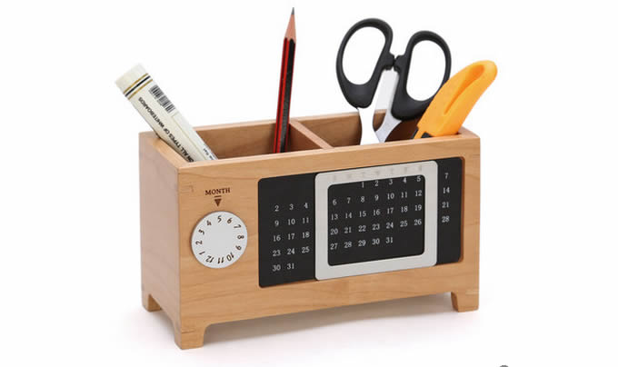  Wooden Struction Multi-function Desk Stationery Organizer Storage Box