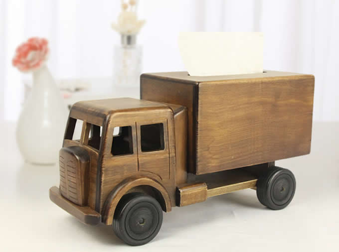    Handmade Wooden Truck Tissue Box  